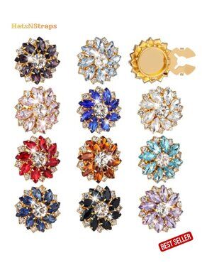12 Rhinestone Button Covers for Women Blouses, Detachable Crystal Jewelry Clip